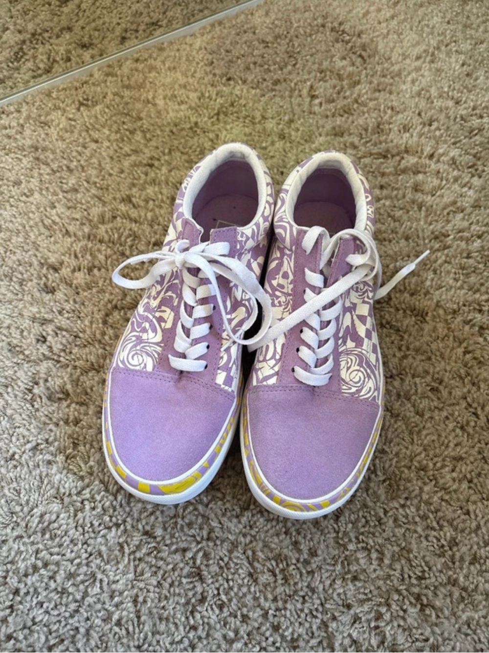 Vans Lavender Floral Lace-Up Sneakers with White Accents